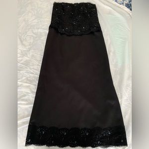 Embellished Black Strapless Gown With Lacy Jacket, Estimated Size 10